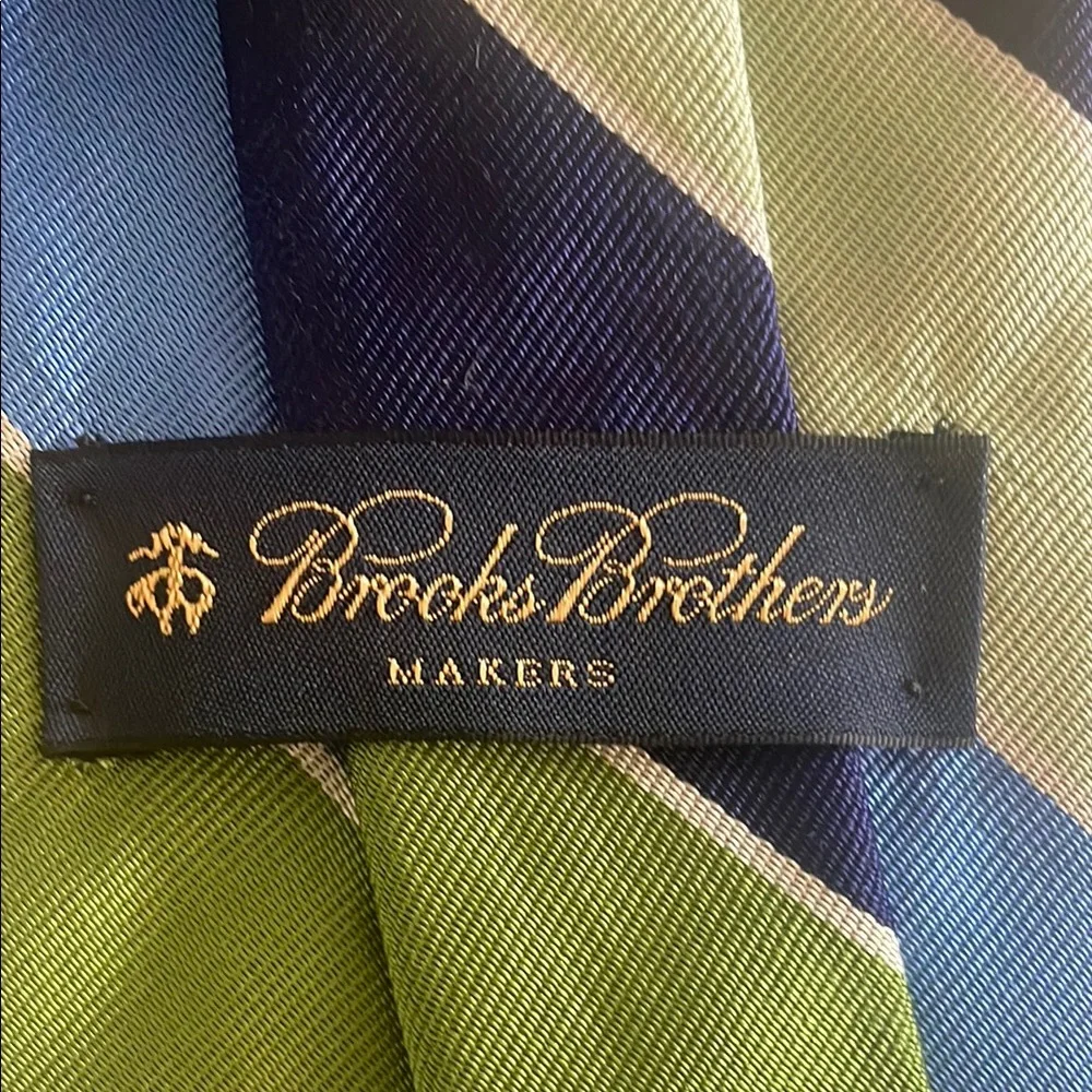Brooks Brothers Blue and Green Striped Silk Tie
